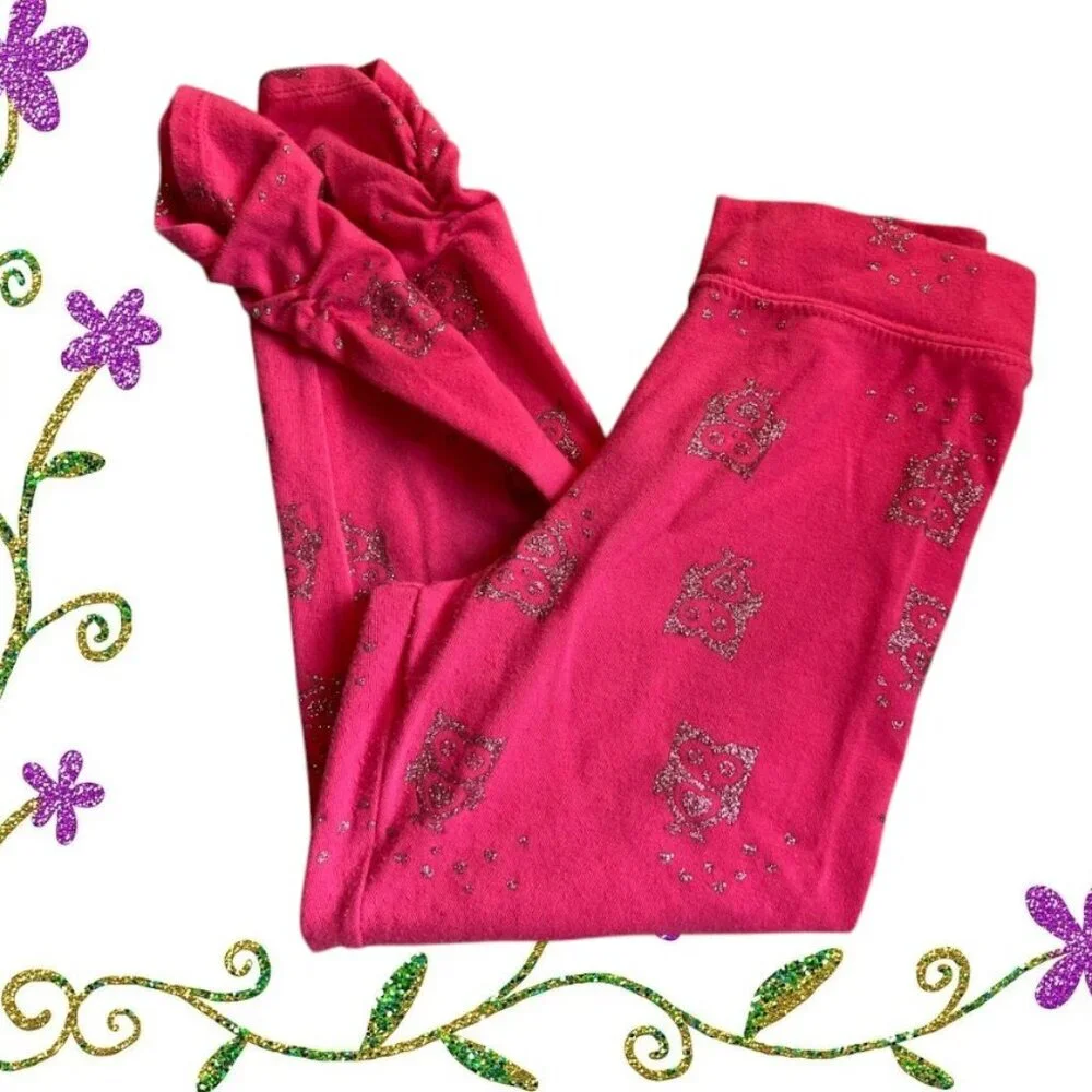 365 Kids Girl's Glitter Sequin Owl Leggings